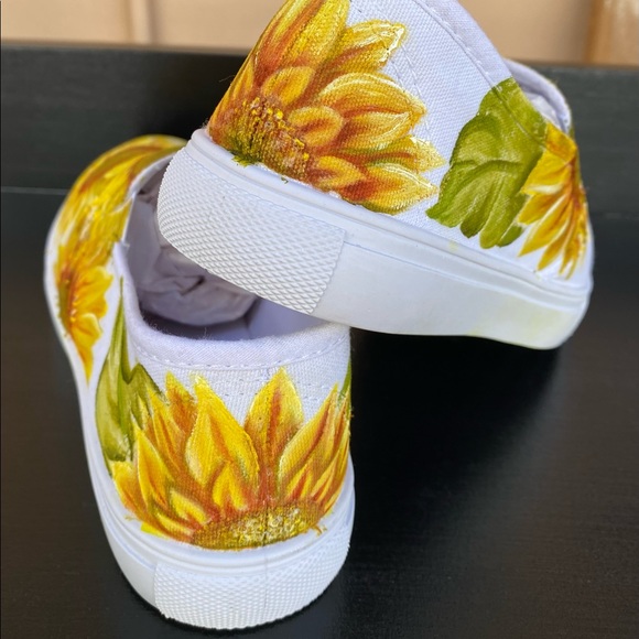 NEW Hand Painted Sunflowers on Slip ons - Special Orders Accepted as Well - Picture 5 of 6